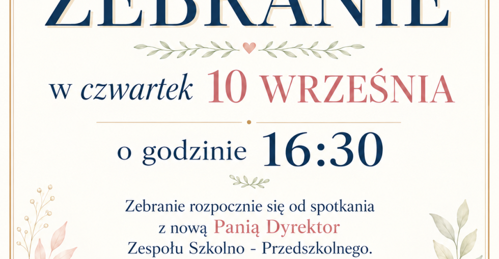 Informacja o zebraniu dla rodziców